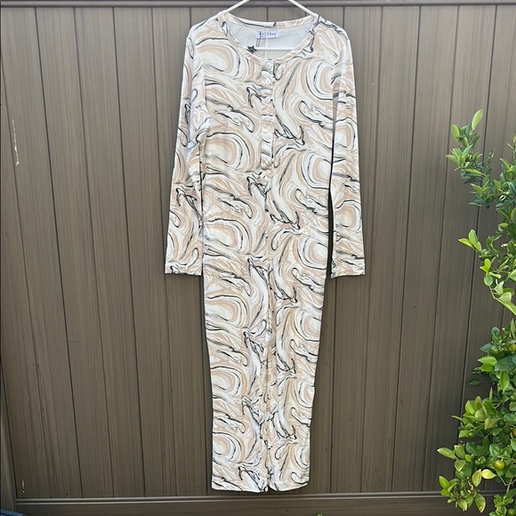 Mason Grey Women's Stretch Jersey Knit Onesies Pajama Soft Medium Buttondown NWT - Picture 1 of 11